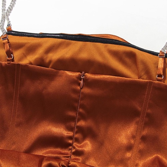 Sexy Corset Bodice Cocktail Dress. Burnt Orange - Picture 8 of 16